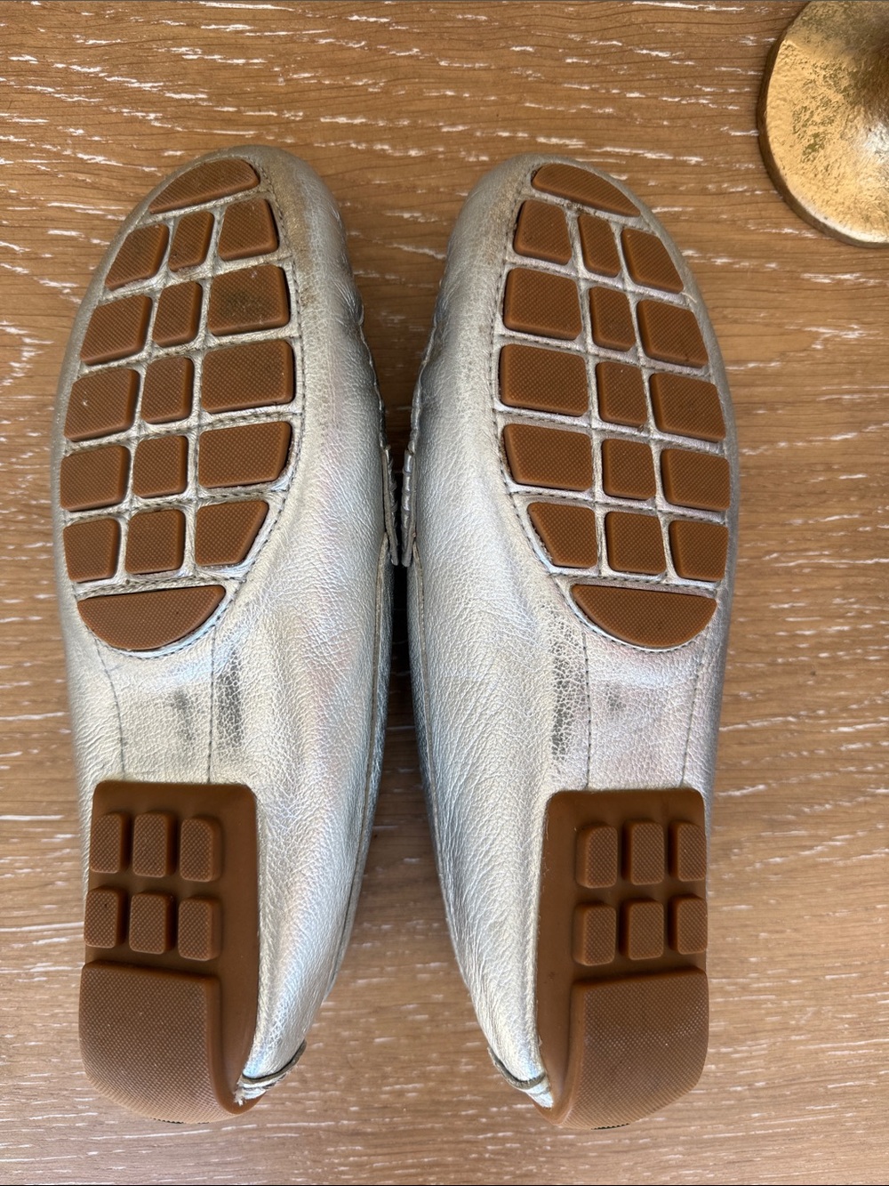 Lauren Ralph Lauren Metallic Silver Leather Bit Loafers - Picture 5 of 5
